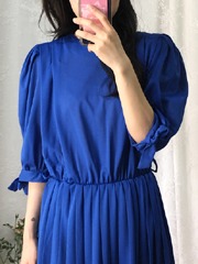 blue ribbon sleeve dress